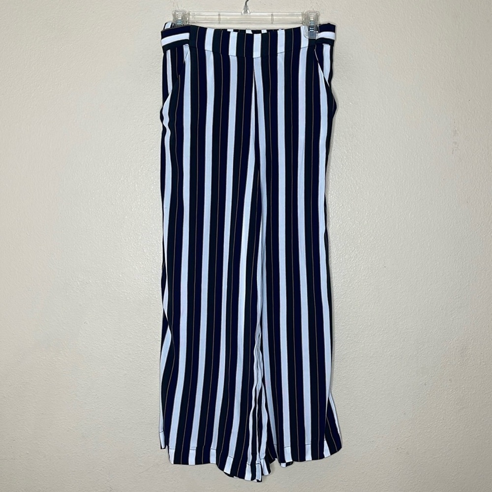 Wilfred Faun Wide Leg Striped Pull On Cropped Pants Size Medium